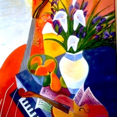 Musique en fleurs 55x46cm