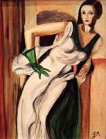 Dame au gant vert 33x41 hommage à Tamara de Lempicka